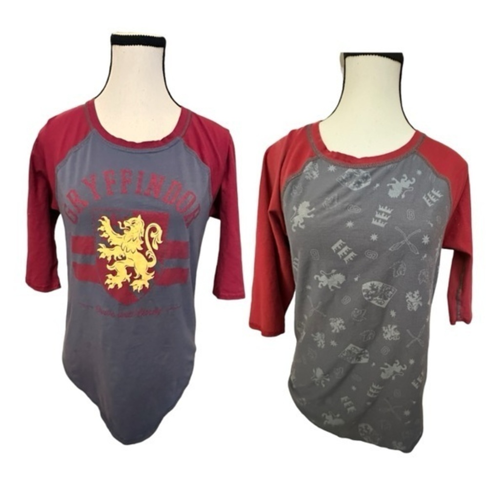 Women’s M Medium Reversible Raglan Tee Harry Potter Gryffindor Lion